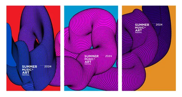 Fondo Fluido Abstracto Colorido Vectorial Para Festival Arte Música Verano Vectores de stock libres de derechos
