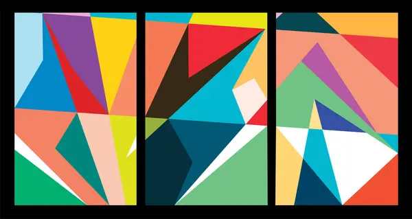 Vector Kleurrijke Abstracte Geometrische Poster Voor Zomer 2024 Design Stockillustratie