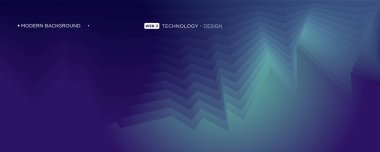 3D mavi ve yeşil geometrik arkaplan, dalga şekli dekorasyonuyla karanlık uzayda üst üste biner. Pankart ve pankart için minimalist modern grafik tasarım ögesi kesme biçimi konsepti