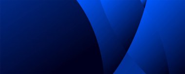 Üç boyutlu mavi geometrik arkaplan dalga şekli dekorasyonuyla karanlık uzayda örtüşür. Pankart ve pankart için minimalist modern grafik tasarım ögesi kesme biçimi konsepti