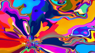 Yaz tatili müzik partisi için renkli soyut akışkan ve psikedelik arka plan