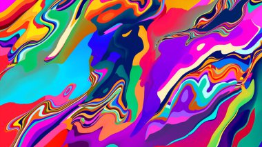 Yaz tatili müzik partisi için renkli soyut akışkan ve psikedelik arka plan