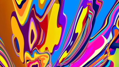 Yaz tatili müzik partisi için renkli soyut akışkan ve psikedelik arka plan