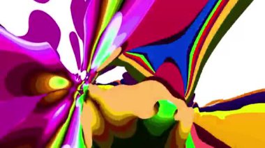 Akışkan sanat videosu, renkli dalgalarla soyut. Sıvı boya arka planla renkli sıçramaları karıştırır