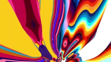 Akışkan sanat videosu, renkli dalgalarla soyut. Sıvı boya arka planla renkli sıçramaları karıştırır