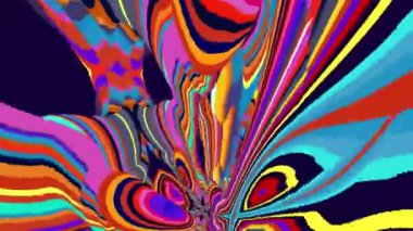 Akışkan sanat videosu, renkli dalgalarla soyut. Sıvı boya arka planla renkli sıçramaları karıştırır