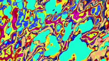 Akışkan sanat videosu, renkli dalgalarla soyut. Sıvı boya arka planda sıçramalar ve girdaplarla karışıyor.