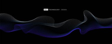 3D görüntüleme, siyah arkaplanda değişken mavi çizgiler. vektör illüstrasyonu. 