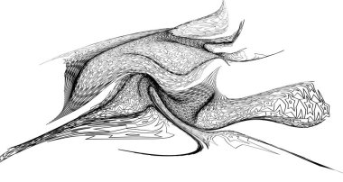 Beyaz arkaplanda dalgalı siyah çizgilerin üç boyutlu görüntülemesi. vektör illüstrasyonu. 