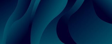 Üç boyutlu mavi geometrik sıvı soyut arkaplan. Bir pankart veya broşür kapağı tasarımı için minimalist modern grafik tasarımı ögesi kesme biçimi konsepti