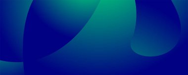 Üç boyutlu mavi ve yeşil geometrik sıvı soyut arkaplan. Pankart veya broşür kapağı tasarımı için minimalist modern grafik tasarımı ögesi kesme biçimi konsepti