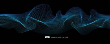 3D görüntüleme, siyah arkaplanda değişken mavi çizgiler. vektör illüstrasyonu. 