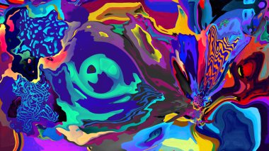 Renkli psikedelik arka plan. Renkli karışık sıvıların yaratıcı soyut deseni