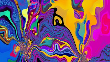 Renkli psikedelik arka plan. Renkli karışık sıvı lekelerinin yaratıcı soyut deseni