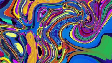 Parlak psikedelik arka plan. Karışık sıvı renk lekelerinin yaratıcı soyut deseni