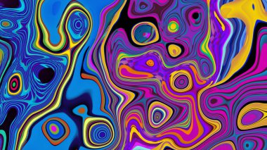 Parlak psikedelik arka plan. Karışık sıvı renk lekelerinin yaratıcı soyut deseni