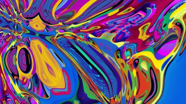 Parlak psikedelik arka plan. Karışık sıvı renk lekelerinin yaratıcı soyut deseni