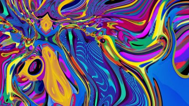 Parlak psikedelik arka plan. Karışık sıvı renk lekelerinin yaratıcı soyut deseni