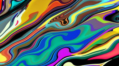 Parlak psikedelik arka plan. Karışık sıvı renk lekelerinin yaratıcı soyut deseni