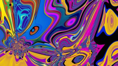 Parlak psikedelik arka plan. Karışık sıvı renk lekelerinin yaratıcı soyut deseni