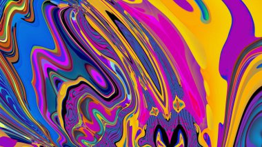 Parlak psikedelik arka plan. Karışık sıvı renk lekelerinin yaratıcı soyut deseni