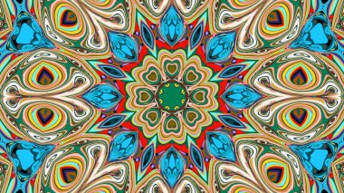 Kusursuz iz sürücü fayans mehndi tasarımı. Etnik süs, renkli karalama simetri dokusu. Geleneksel ruhani kabile tasarımı