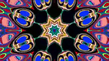 Bir yaz müzik festivali için soyut renkli psikedelik mandala kaleydoskop videosu