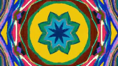 Bir yaz müzik festivali için soyut renkli psikedelik mandala kaleydoskop videosu