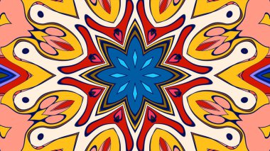 Kusursuz iz sürücü fayans mehndi tasarımı. Etnik süs, renkli karalama simetri dokusu. Geleneksel ruhani kabile tasarımı