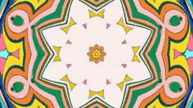 Bir yaz müzik festivali için soyut renkli psikedelik mandala kaleydoskop videosu