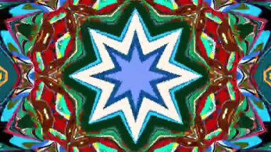 Bir yaz müzik festivali için soyut renkli psikedelik mandala kaleydoskop videosu
