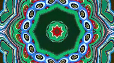 Bir yaz müzik festivali için soyut renkli psikedelik mandala kaleydoskop videosu