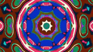 Bir yaz müzik festivali için soyut renkli psikedelik mandala kaleydoskop videosu
