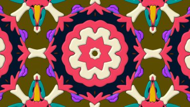 Geometrik çiçekli kusursuz desen, illüstrasyon