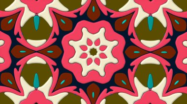 Geometrik çiçekli kusursuz desen, illüstrasyon