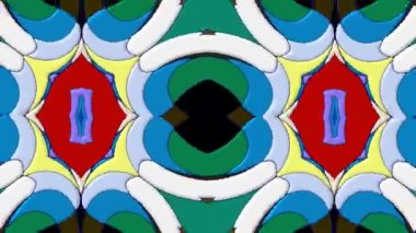 Bir yaz müzik festivali için soyut renkli psikedelik mandala kaleydoskop videosu