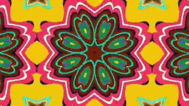Bir yaz müzik festivali için soyut renkli psikedelik mandala kaleydoskop videosu
