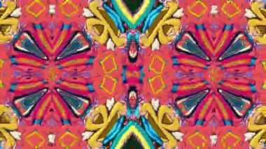 Bir yaz müzik festivali için soyut renkli psikedelik mandala kaleydoskop videosu