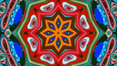 Yaz için renkli simetrik soyut kaleydoskop arkaplan deseni