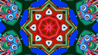 Yaz için renkli simetrik soyut kaleydoskop arkaplan deseni