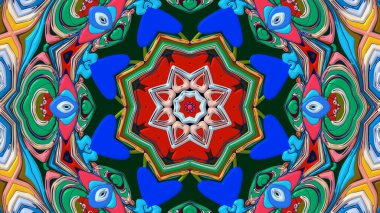 Yaz için renkli simetrik soyut kaleydoskop arkaplan deseni