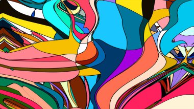 Boya ve fırça darbelerinin renkli psikedelik arkaplanı