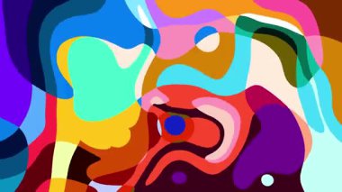 Yaz Müziği için Renkli Geometrik ve Psikedelik Hareket Grafik Görüntü Canlandırma Arkaplanı