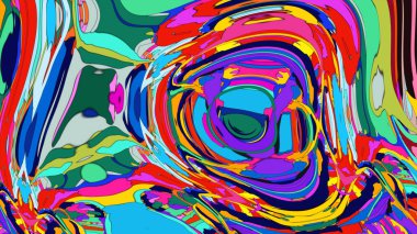 Parlak renkli boya dalgaları ve girdaplarıyla soyut şablon 