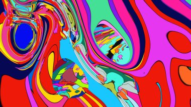 Parlak renkli boya dalgaları ve girdaplarla arka plan 