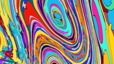 Soyut şekilleri ve girdapları olan çok renkli duvar kağıtları. 