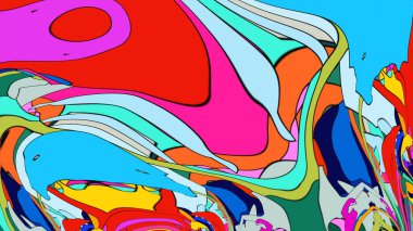 Çok renkli şekilli zengin bir soyut tasarım..