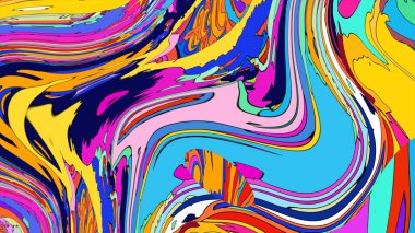 Canlı bir paletle dönen sıvının sanatsal bir çizimi..