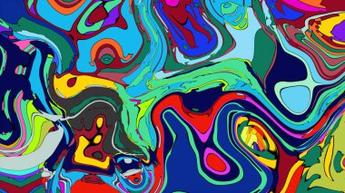 Çok renkli, akıcı ve soyut bir tasarımın çizimi.