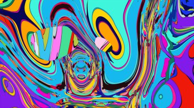 Çok renkli, akıcı ve soyut bir tasarımın çizimi.